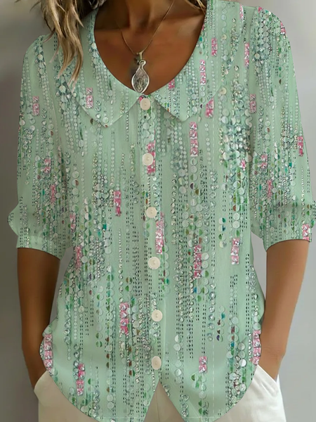Shawl Collar Half Sleeve Abstract Printing Regular Micro-Elasticity Regular Fit Shirt For Women, Green, Shirts
Shawl Collar Half Sleeve Abstract Printing Regular Micro-Elasticity Regular Fit Shirt For Women, Green, Shirts