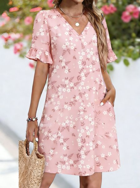 Women Floral Summer Dress V Neck Short Sleeve Fit & Flare Dress A-Line Dress, Pink, Dresses
Women Floral Summer Dress V Neck Short Sleeve Fit & Flare Dress A-Line Dress, Pink, Dresses