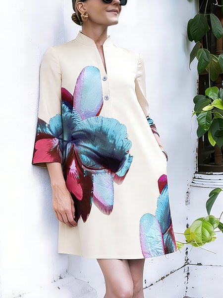 Casual Floral Printing Stand Collar Mini Dress, As picture, Mini Dresses
Casual Floral Printing Stand Collar Mini Dress, As picture, Mini Dresses