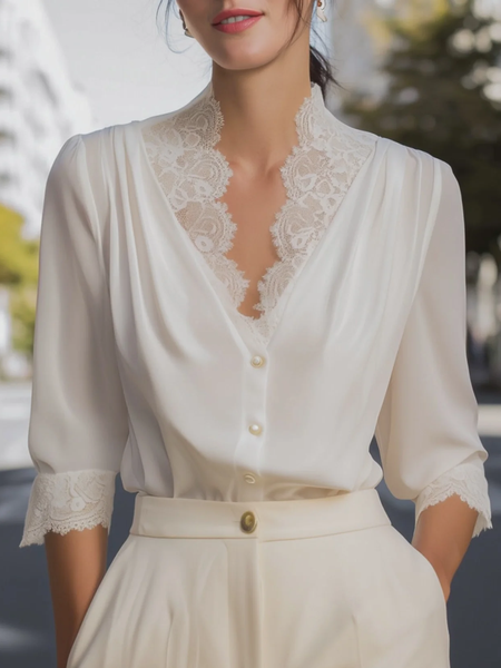 Urban Plain Split Joint Balloon Sleeve Shirt, White, Blouses and Shirts
Urban Plain Split Joint Balloon Sleeve Shirt, White, Blouses and Shirts