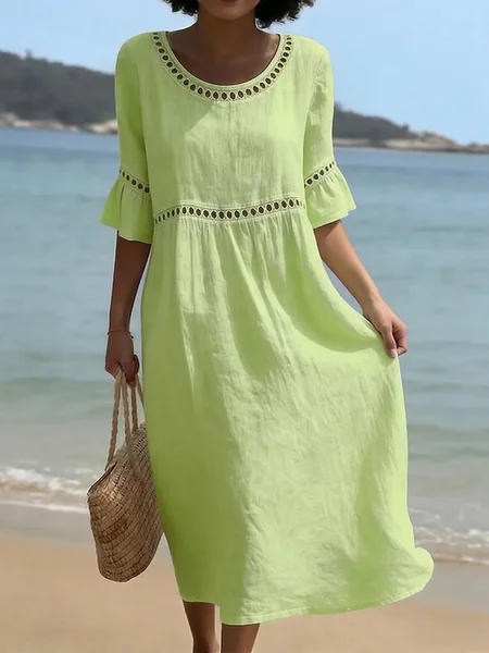 Women Plain Half Sleeve Crew Neck Dress Vacation Vintage Maxi A-Line Summer Dress, Aqua, Dresses
Women Plain Half Sleeve Crew Neck Dress Vacation Vintage Maxi A-Line Summer Dress, Aqua, Dresses