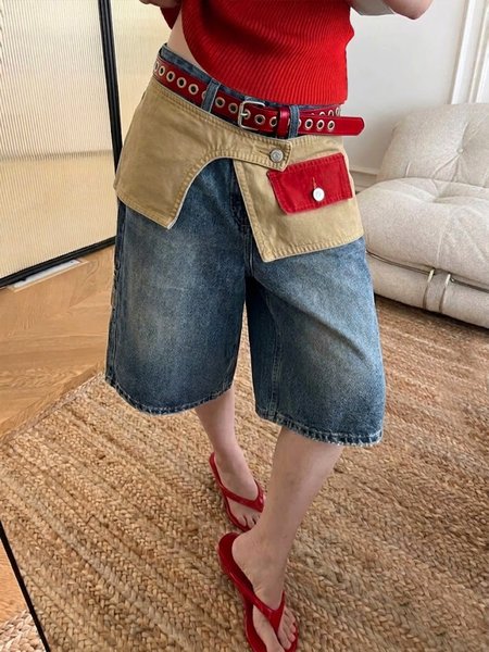 Casual Split Joint Pockets Denim Shorts, Red, Denim Shorts
Casual Split Joint Pockets Denim Shorts, Red, Denim Shorts