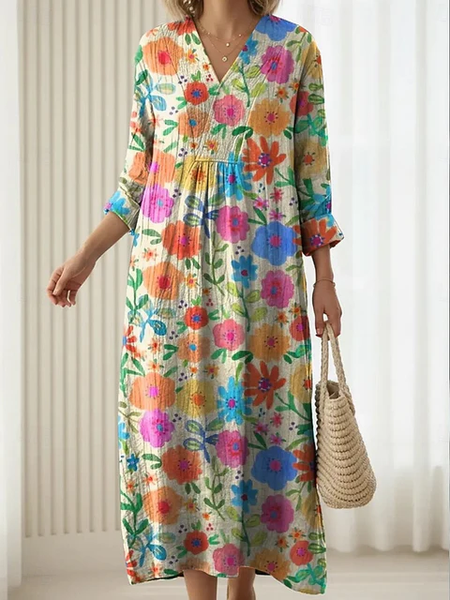 Women Floral Spring/Fall Dress V Neck Long Sleeve H-Line Dress, Apricot, Dresses
Women Floral Spring/Fall Dress V Neck Long Sleeve H-Line Dress, Apricot, Dresses