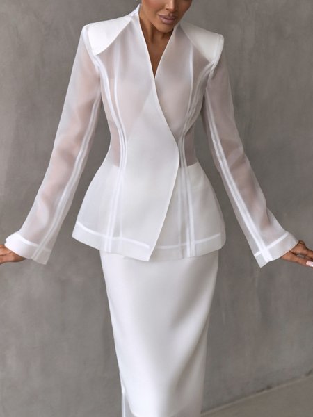 Urban Plain V Neck Long Sleeve Blazer, White, Blazers
Urban Plain V Neck Long Sleeve Blazer, White, Blazers