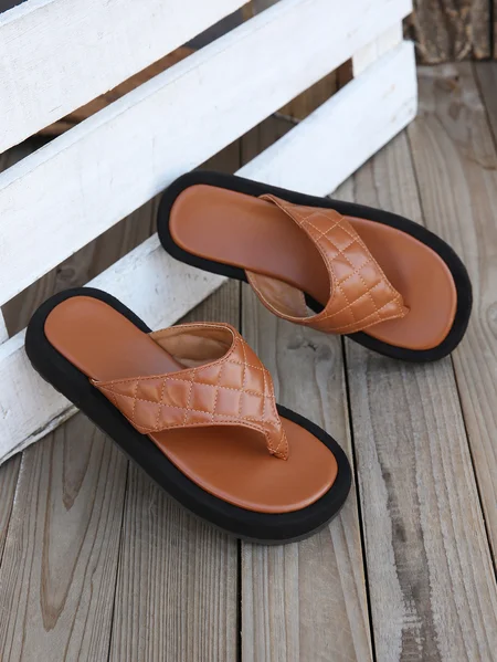 Casual Plain Breathable Slip On Flat Heel Slide Sandals Split Joint, Light brown, Slippers
Casual Plain Breathable Slip On Flat Heel Slide Sandals Split Joint, Light brown, Slippers