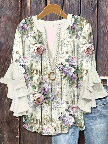 Women Floral V Neck Half Sleeve Shirt Printing Casual Daily Summer Top, White, Shirts
Women Floral V Neck Half Sleeve Shirt Printing Casual Daily Summer Top, White, Shirts