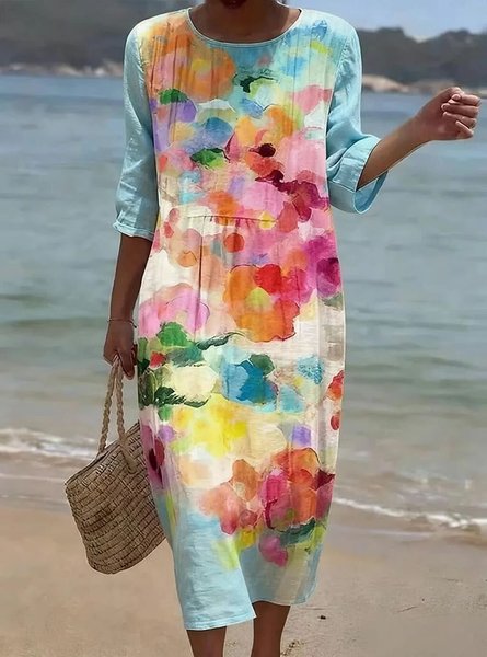 Women Floral Summer Dress Half Sleeve A-Line Dress, Blue, Dresses
Women Floral Summer Dress Half Sleeve A-Line Dress, Blue, Dresses