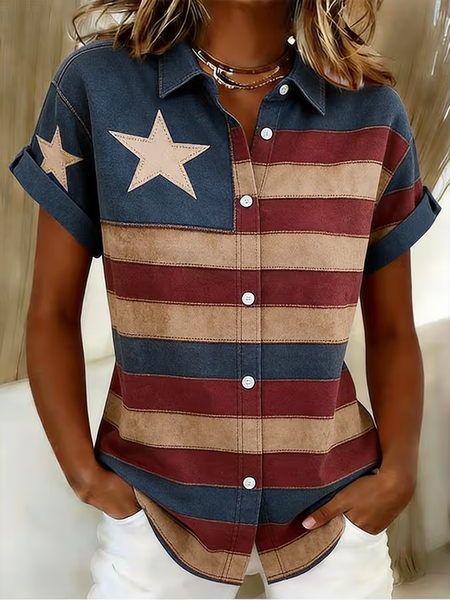 Women Independence Day (Flag) Shirt Collar Short Sleeve Shirt Printing Casual Daily Summer Top, As picture, Shirts
Women Independence Day (Flag) Shirt Collar Short Sleeve Shirt Printing Casual Daily Summer Top, As picture, Shirts