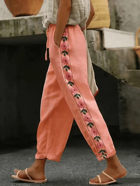 Women Floral Long Pants Casual Spring/Fall Trousers, Orange, Pants
Women Floral Long Pants Casual Spring/Fall Trousers, Orange, Pants