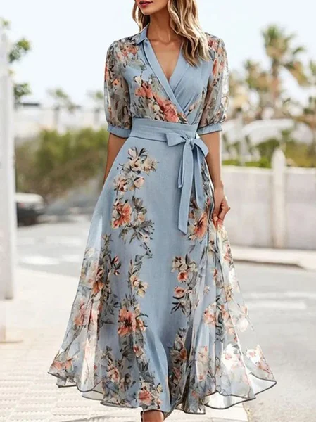 Women Floral Summer Dress V Neck Short Sleeve Fit & Flare Dress A-Line Dress, Blue, Dresses
Women Floral Summer Dress V Neck Short Sleeve Fit & Flare Dress A-Line Dress, Blue, Dresses