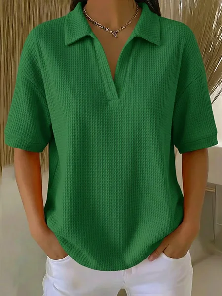 Vintage Plain Shawl Collar Short Sleeve T-shirt, Green, T-shirts
Vintage Plain Shawl Collar Short Sleeve T-shirt, Green, T-shirts