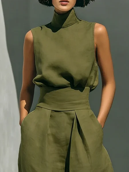 Cotton Casual Plain Bow Stand Collar Tank Top, Green, Tanks and Camis
Cotton Casual Plain Bow Stand Collar Tank Top, Green, Tanks and Camis