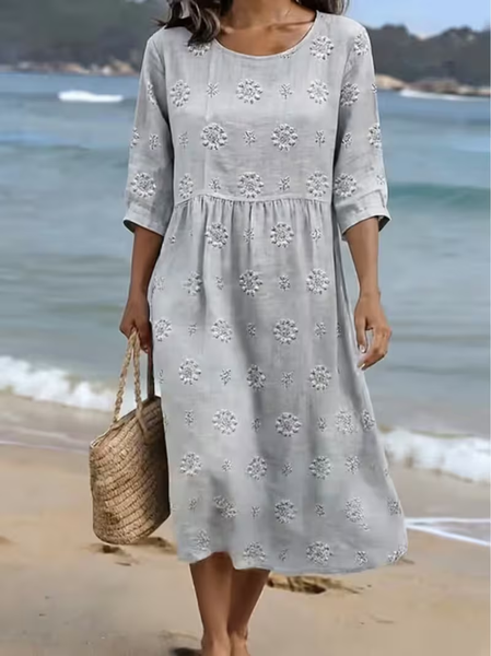 Women Floral Summer Printing Dress Crew Neck Half Sleeve H-Line Dress, Gray, Dresses
Women Floral Summer Printing Dress Crew Neck Half Sleeve H-Line Dress, Gray, Dresses