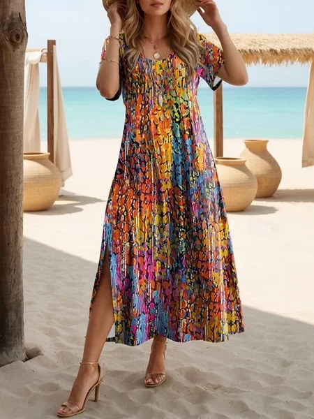 Women Abstract Short Sleeve Crew Neck Printing Dress Daily Casual Maxi T-Shirt Dress H-Line Summer Dress, As picture, Casual Dresses
Women Abstract Short Sleeve Crew Neck Printing Dress Daily Casual Maxi T-Shirt Dress H-Line Summer Dress, As picture, Casual Dresses