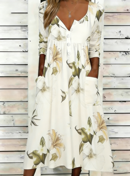 Women Floral Summer Dress Half Open Collar Half Sleeve A-Line Dress, Apricot, Dresses
Women Floral Summer Dress Half Open Collar Half Sleeve A-Line Dress, Apricot, Dresses