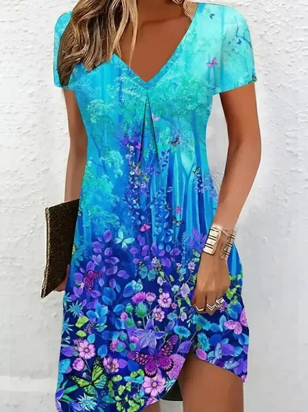 Women Floral Summer Printing Dress V Neck Short Sleeve T-Shirt Dress H-Line Dress, As picture, Dresses
Women Floral Summer Printing Dress V Neck Short Sleeve T-Shirt Dress H-Line Dress, As picture, Dresses