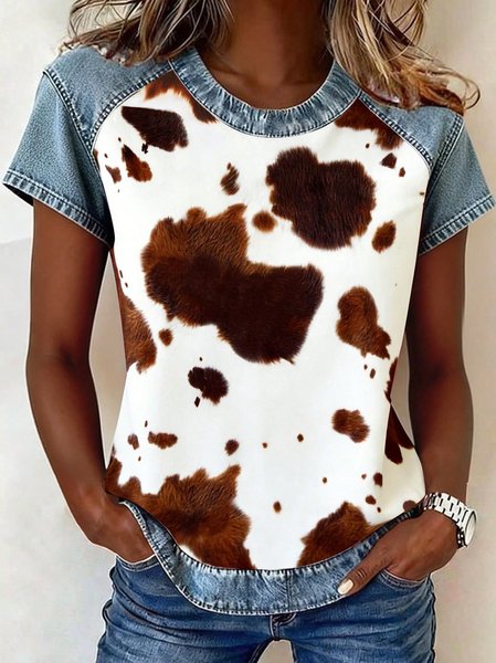 Casual Color Block Crew Neck Short Sleeve T-shirt, As picture, T-shirts
Casual Color Block Crew Neck Short Sleeve T-shirt, As picture, T-shirts