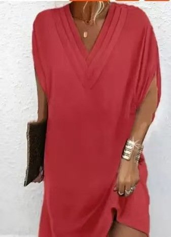 Women Plain Short Sleeve V Neck Dress Daily Vintage Midi Ruffle Skirt H-Line Summer Dress, Red, Dresses
Women Plain Short Sleeve V Neck Dress Daily Vintage Midi Ruffle Skirt H-Line Summer Dress, Red, Dresses