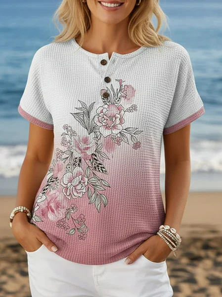 Women Floral Short Sleeve Tee T-shirt Crew Neck Printing Vintage Summer Top, Pink, T-Shirts
Women Floral Short Sleeve Tee T-shirt Crew Neck Printing Vintage Summer Top, Pink, T-Shirts