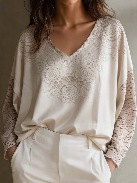 V Neck Long Sleeve Plain Regular Loose Blouse For Women, As picture, Blouses
V Neck Long Sleeve Plain Regular Loose Blouse For Women, As picture, Blouses