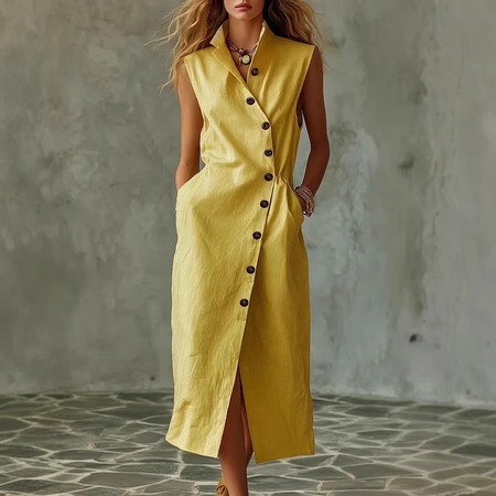 Women Plain Summer Dress Stand Collar Sleeveless Bodycon Dress, Yellow, Dresses
Women Plain Summer Dress Stand Collar Sleeveless Bodycon Dress, Yellow, Dresses