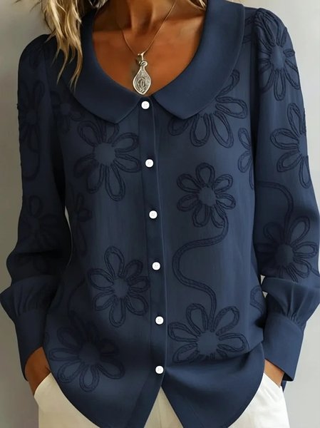 Crew Neck Long Sleeve Floral Regular Loose Shirt For Women, Navyblue, Shirts
Crew Neck Long Sleeve Floral Regular Loose Shirt For Women, Navyblue, Shirts