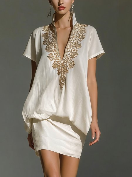 Elegant Ethnic Embroidery Stand Collar Mini Dress, As picture, Mini Dresses
Elegant Ethnic Embroidery Stand Collar Mini Dress, As picture, Mini Dresses