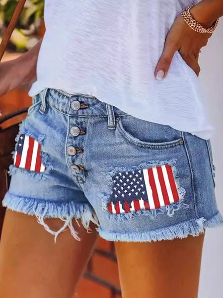 American Flag Denim Blue Straight Leg Button Fly Going Out Casual Shorts, Denim Shorts
American Flag Denim Blue Straight Leg Button Fly Going Out Casual Shorts, Denim Shorts