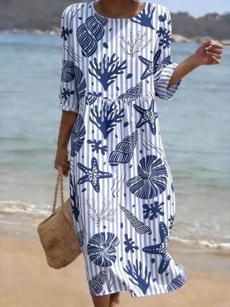 Women Striped Summer Dress Crew Neck Short Sleeve Fit & Flare Dress A-Line Dress, Blue, Dresses
Women Striped Summer Dress Crew Neck Short Sleeve Fit & Flare Dress A-Line Dress, Blue, Dresses
