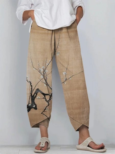 Women Floral Capris Pants Vintage Summer Trousers, Khaki, Pants
Women Floral Capris Pants Vintage Summer Trousers, Khaki, Pants