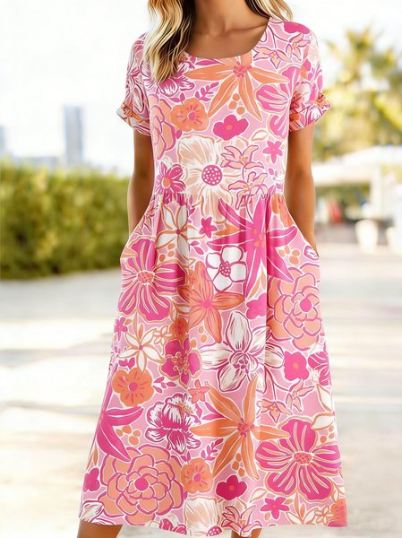 Women Floral Summer Dress Crew Neck Short Sleeve Fit & Flare Dress A-Line Dress, Pink, Dresses
Women Floral Summer Dress Crew Neck Short Sleeve Fit & Flare Dress A-Line Dress, Pink, Dresses