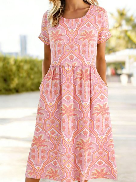 Women Floral Summer Dress Crew Neck Short Sleeve Fit & Flare Dress A-Line Dress, Pink, Dresses
Women Floral Summer Dress Crew Neck Short Sleeve Fit & Flare Dress A-Line Dress, Pink, Dresses