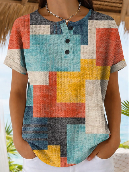 Vintage Abstract Crew Neck Short Sleeve T-shirt, As picture, T-shirts
Vintage Abstract Crew Neck Short Sleeve T-shirt, As picture, T-shirts