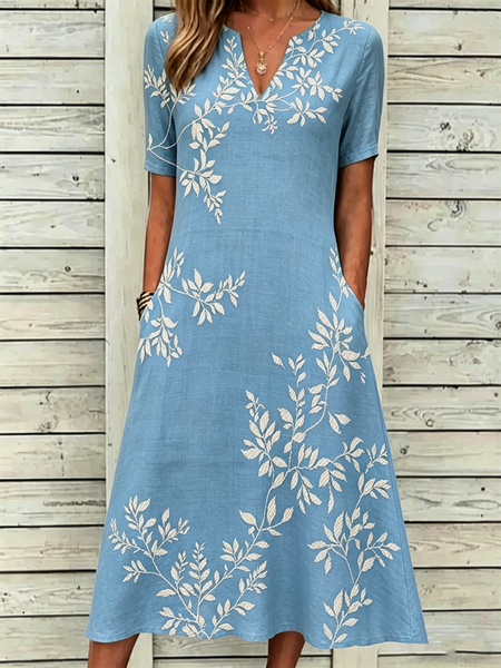 Women Floral Summer Dress Short Sleeve A-Line Dress, Blue, Dresses
Women Floral Summer Dress Short Sleeve A-Line Dress, Blue, Dresses
