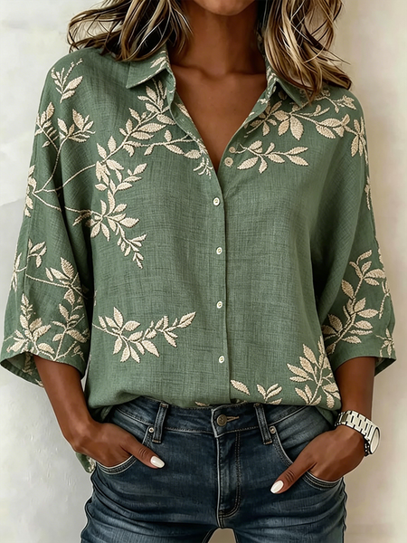 Shawl Collar Half Sleeve Botanical Pattern Lightweight Loose Blouse For Women, Green, Shirts
Shawl Collar Half Sleeve Botanical Pattern Lightweight Loose Blouse For Women, Green, Shirts