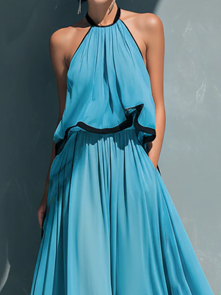 Urban Color Block Halter Neck Blouse, Blue, Blouses and Shirts
Urban Color Block Halter Neck Blouse, Blue, Blouses and Shirts
