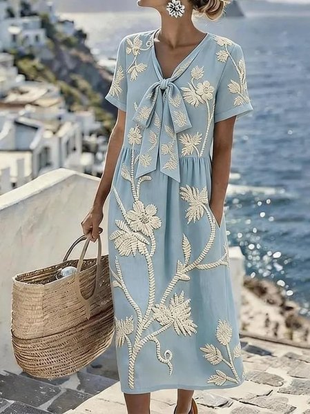 Women Floral Summer Dress V Neck Short Sleeve Fit & Flare Dress A-Line Dress, Light blue, Dresses
Women Floral Summer Dress V Neck Short Sleeve Fit & Flare Dress A-Line Dress, Light blue, Dresses