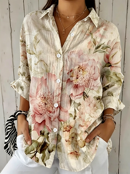 Shirt Collar Three Quarter Sleeve Floral Regular Loose Shirt For Women, As picture, Shirts
Shirt Collar Three Quarter Sleeve Floral Regular Loose Shirt For Women, As picture, Shirts
