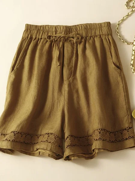 Casual Plain High Waist Wide Leg Pants Shorts, Yellow, Shorts
Casual Plain High Waist Wide Leg Pants Shorts, Yellow, Shorts