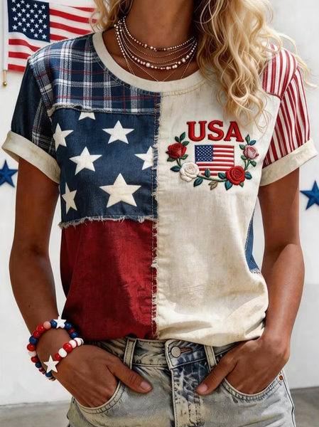 Women Independence Day (Flag) Short Sleeve Tee T-shirt Crew Neck Printing Casual Graphic Tee Summer Top, As picture, T-Shirts
Women Independence Day (Flag) Short Sleeve Tee T-shirt Crew Neck Printing Casual Graphic Tee Summer Top, As picture, T-Shirts