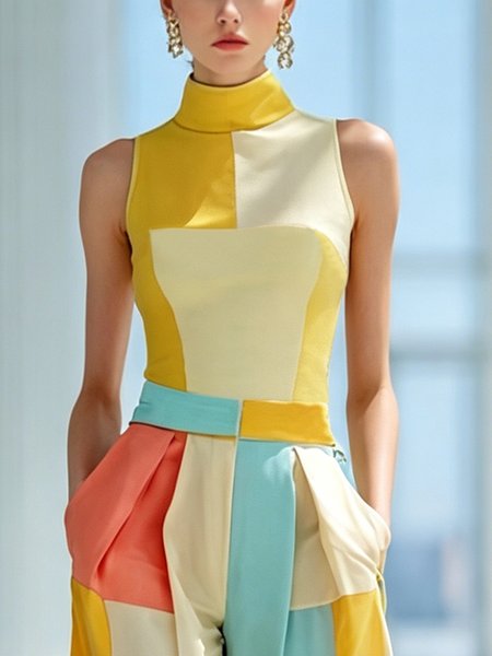 Elegant Colorblock Printing Stand Collar Tank Top, As picture, Tanks and Camis
Elegant Colorblock Printing Stand Collar Tank Top, As picture, Tanks and Camis