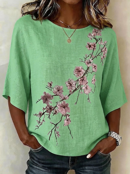 Crew Neck Half Sleeve Floral Lightweight Loose Shirt For Women, Green, Blouses
Crew Neck Half Sleeve Floral Lightweight Loose Shirt For Women, Green, Blouses