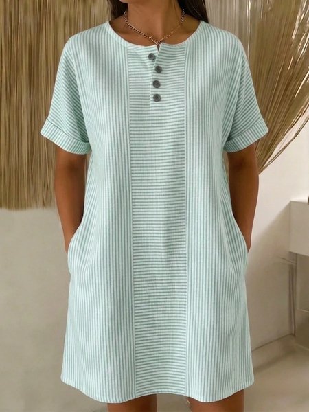 Vintage Striped Polo Collar Short Sleeve T-shirt, Green, Dresses
Vintage Striped Polo Collar Short Sleeve T-shirt, Green, Dresses