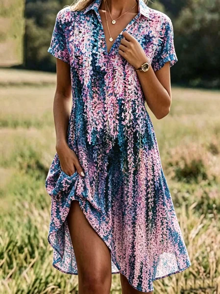 Women Floral Summer Dress Shirt Collar Short Sleeve A-Line Dress, As picture, Dresses
Women Floral Summer Dress Shirt Collar Short Sleeve A-Line Dress, As picture, Dresses