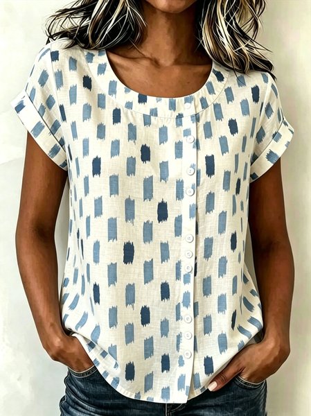 Crew Neck Short Sleeve Abstract Regular Loose Blouse For Women, As picture, T-shirts
Crew Neck Short Sleeve Abstract Regular Loose Blouse For Women, As picture, T-shirts