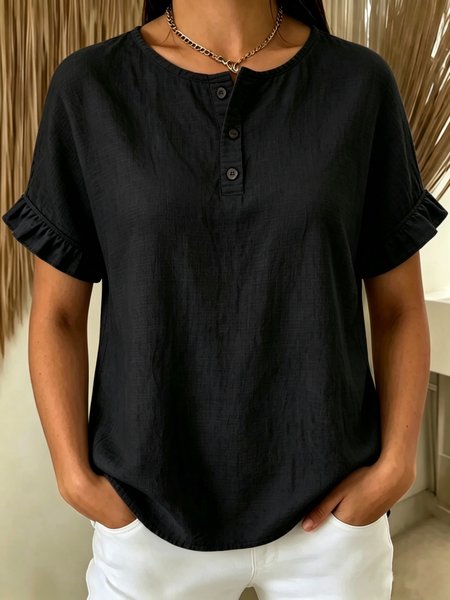 Vintage Plain Crew Neck Short Sleeve T-shirt, Black, T-shirts
Vintage Plain Crew Neck Short Sleeve T-shirt, Black, T-shirts