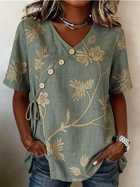 Crew Neck Half Sleeve Floral Lightweight Loose Shirt For Women, Green, Shirts
Crew Neck Half Sleeve Floral Lightweight Loose Shirt For Women, Green, Shirts