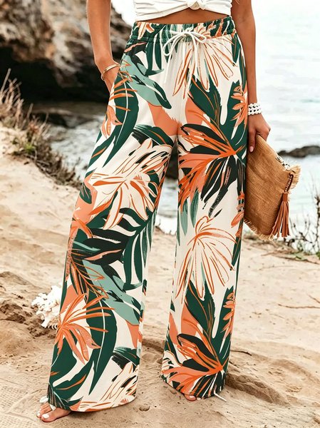 Women Tropical Long Pants Vintage Spring/Fall Trousers, White, Pants
Women Tropical Long Pants Vintage Spring/Fall Trousers, White, Pants