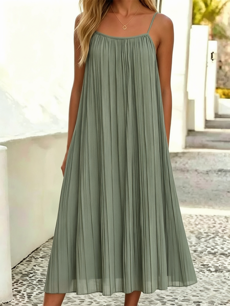 Women Plain Summer Ruched Dress Sleeveless A-Line Dress, Green, Dresses
Women Plain Summer Ruched Dress Sleeveless A-Line Dress, Green, Dresses