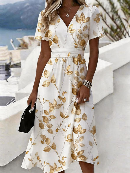 Women Botanical Pattern Summer Dress V Neck Short Sleeve Beach Dress A-Line Dress, Metallic, Dresses
Women Botanical Pattern Summer Dress V Neck Short Sleeve Beach Dress A-Line Dress, Metallic, Dresses